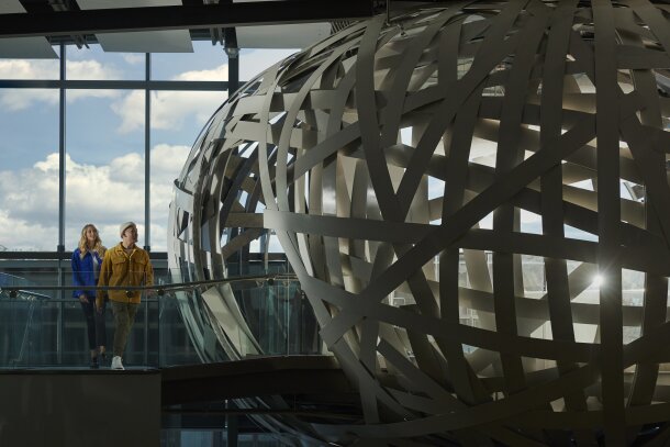 Photo of two people at the Esker Foundation