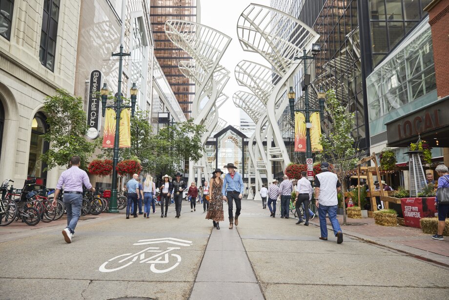 Walking down Stephen Ave