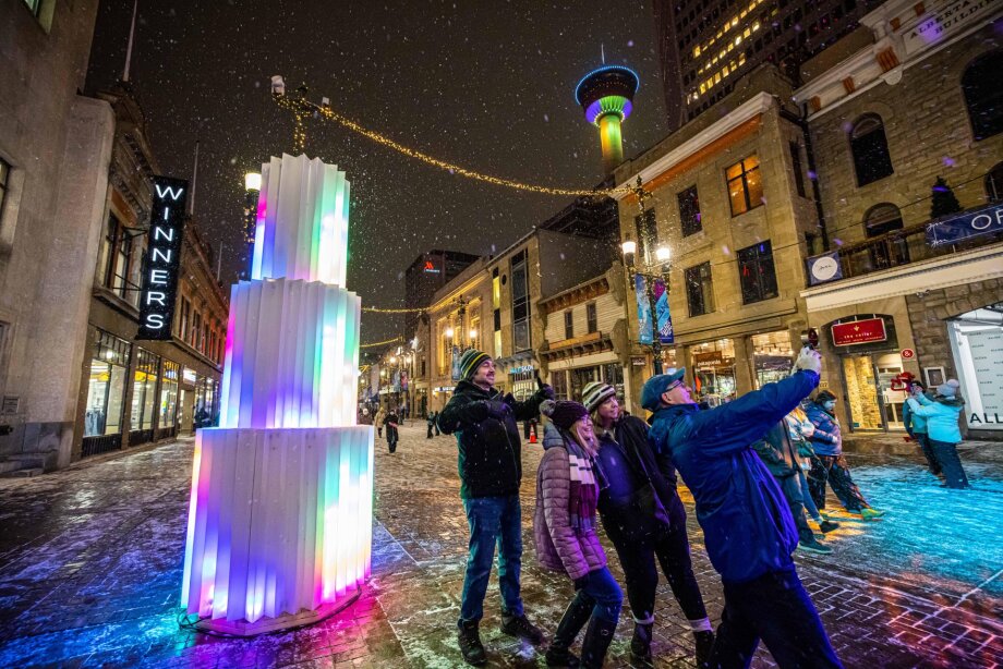 Friends taking a selfie on Stephen Ave