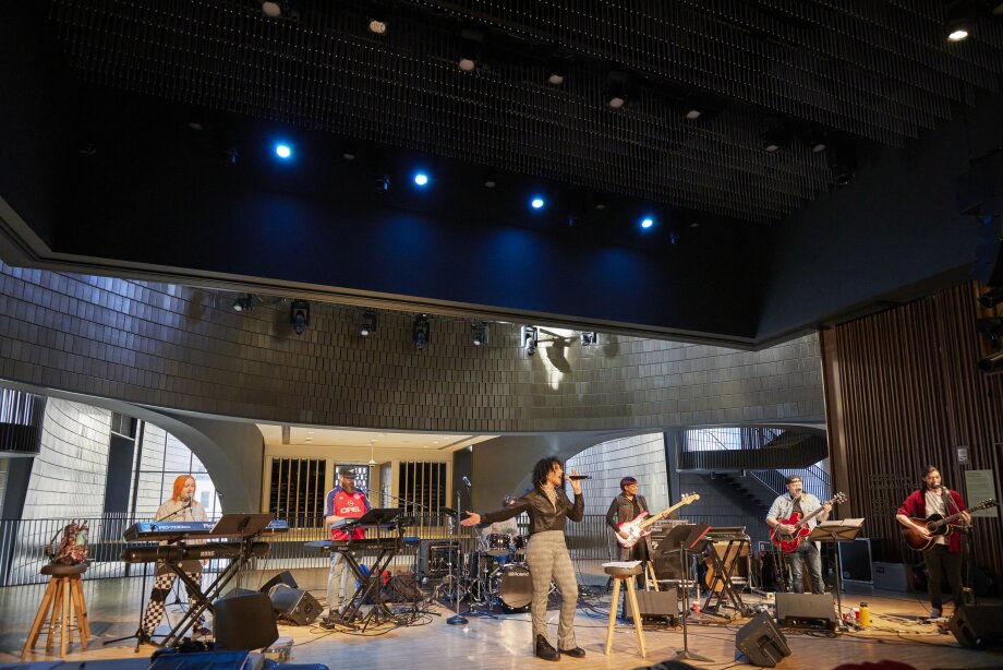 Band performing live music at Studio Bell