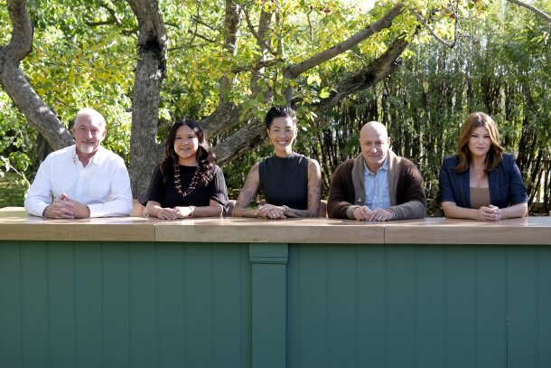 The judges assemble in Rouge’s kitchen garden