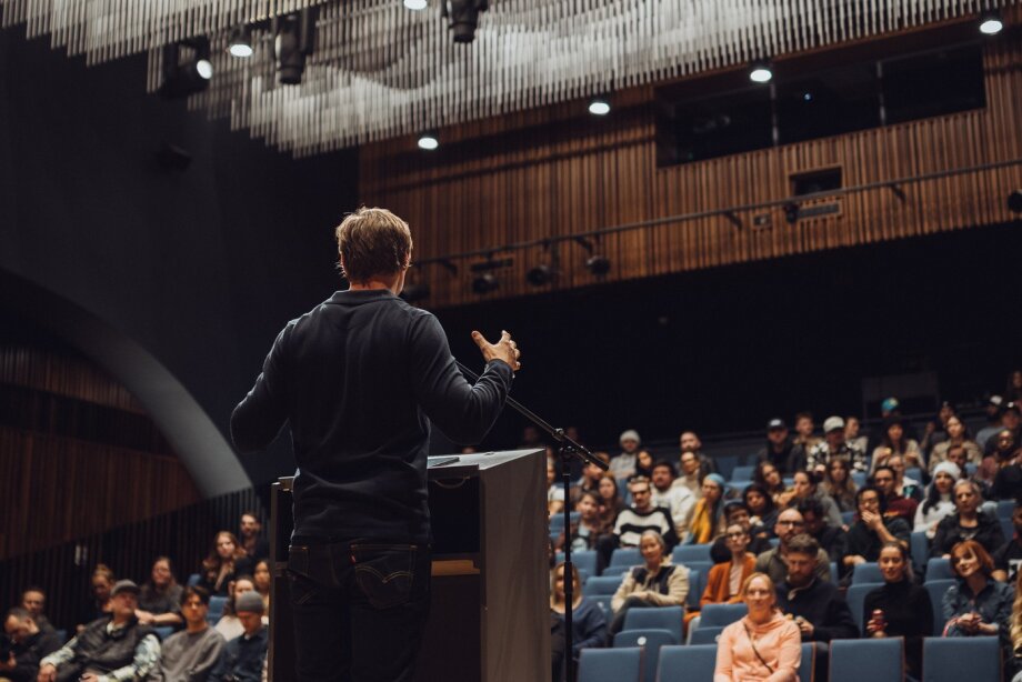 Speaker at a podium